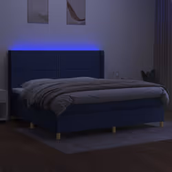 vidaXL Letto a Molle Materasso e LED Blu 200x200cm in Tessuto - Vista aggiuntiva 3