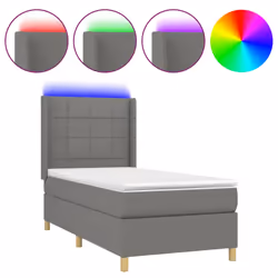 vidaXL Letto a Molle Materasso e LED Grigio Scuro 80x200 cm in Tessuto - Vista aggiuntiva 2