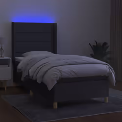 vidaXL Letto a Molle Materasso e LED Grigio Scuro 80x200 cm in Tessuto - Vista aggiuntiva 3