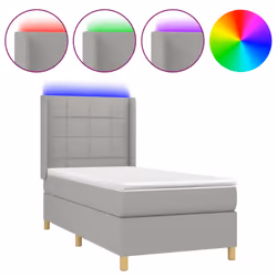 Letto a Molle Materasso e LED Grigio Chiaro 90x200 cm Tessutocod mxl 123295 - Vista aggiuntiva 2