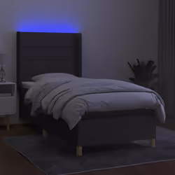 Letto a Molle Materasso e LED Grigio Scuro 100x200cm in Tessutocod mxl 99612 - Vista aggiuntiva 3