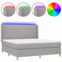 vidaXL Letto a Molle Materasso e LED Grigio Chiaro 160x200 cm Tessuto - Vista aggiuntiva 2