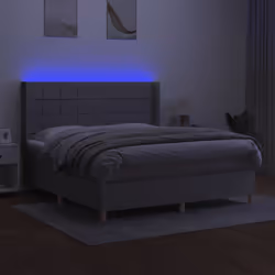 vidaXL Letto a Molle Materasso e LED Grigio Chiaro 160x200 cm Tessuto - Vista aggiuntiva 3