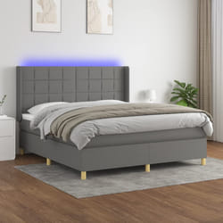 vidaXL Letto a Molle Materasso e LED Grigio Scuro 160x200cm in Tessuto
