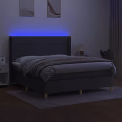 vidaXL Letto a Molle Materasso e LED Grigio Scuro 160x200cm in Tessuto - Vista aggiuntiva 3