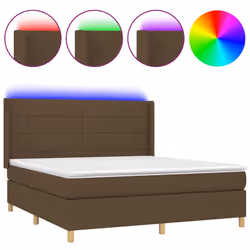 vidaXL Letto a Molle Materasso e LED Marrone Scuro 160x200 cm Tessuto - Vista aggiuntiva 2