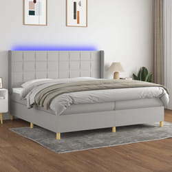vidaXL Letto a Molle Materasso e LED Grigio Chiaro 200x200 cm Tessuto