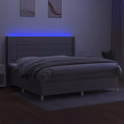 vidaXL Letto a Molle Materasso e LED Grigio Chiaro 200x200 cm Tessuto - Vista aggiuntiva 3