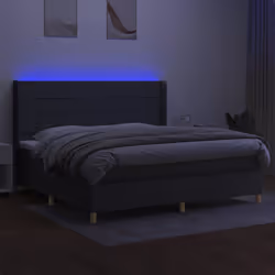 vidaXL Letto a Molle Materasso e LED Grigio Scuro 200x200cm in Tessuto - Vista aggiuntiva 3