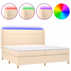 vidaXL Letto a Molle Materasso e LED bianco 200x200cm in Tessuto - Vista aggiuntiva 2
