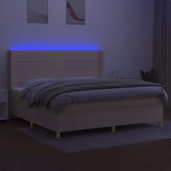 vidaXL Letto a Molle Materasso e LED bianco 200x200cm in Tessuto - Vista aggiuntiva 3