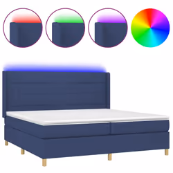 vidaXL Letto a Molle Materasso e LED Blu 200x200cm in Tessuto - Vista aggiuntiva 2