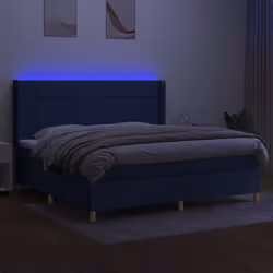 vidaXL Letto a Molle Materasso e LED Blu 200x200cm in Tessuto - Vista aggiuntiva 3