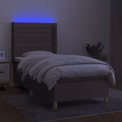 Letto a Molle con Materasso e LED Tortora 100x200cm in Tessutocod mxl 123310 - Vista aggiuntiva 3