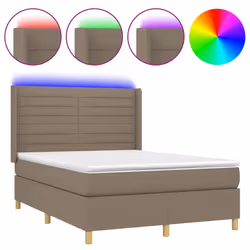 Letto a Molle con Materasso e LED Tortora 140x190 cm in Tessutocod mxl 99368 - Vista aggiuntiva 2