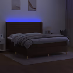 vidaXL Letto a Molle Materasso e LED Marrone Scuro 160x200 cm Tessuto - Vista aggiuntiva 3