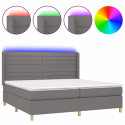 vidaXL Letto a Molle Materasso e LED Grigio Scuro 200x200cm in Tessuto - Vista aggiuntiva 2