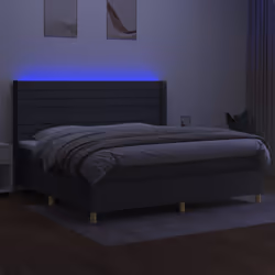 vidaXL Letto a Molle Materasso e LED Grigio Scuro 200x200cm in Tessuto - Vista aggiuntiva 3