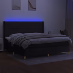 vidaXL Letto a Molle Materasso e LED Nero 200x200cm in Tessuto - Vista aggiuntiva 3