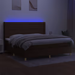 vidaXL Letto a Molle Materasso e LED MarroneScuro 200x200cm in Tessuto - Vista aggiuntiva 3