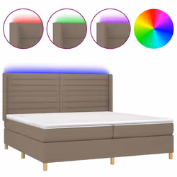 vidaXL Letto a Molle Materasso e LED tortora 200x200cm in Tessuto - Vista aggiuntiva 2