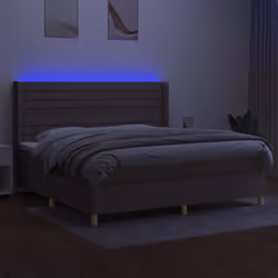 vidaXL Letto a Molle Materasso e LED tortora 200x200cm in Tessuto - Vista aggiuntiva 3