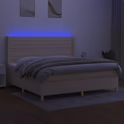 vidaXL Letto a Molle Materasso e LED bianco 200x200cm in Tessuto - Vista aggiuntiva 3