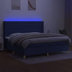 vidaXL Letto a Molle Materasso e LED Blu 200x200cm in Tessuto - Vista aggiuntiva 3