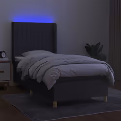 vidaXL Letto a Molle Materasso e LED Grigio Scuro 80x200 cm in Tessuto - Vista aggiuntiva 3