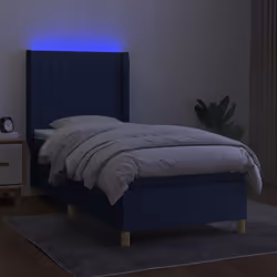 vidaXL Letto a Molle con Materasso e LED Blu 80x200 cm in Tessuto - Vista aggiuntiva 3