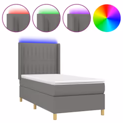 vidaXL Letto a Molle Materasso e LED Grigio Scuro 90x190 cm in Tessuto - Vista aggiuntiva 2