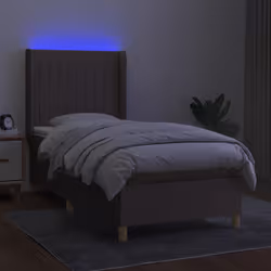 Letto a Molle con Materasso e LED Tortora 90x190 cm in Tessutocod mxl 123318 - Vista aggiuntiva 3