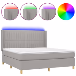 vidaXL Letto a Molle Materasso e LED Grigio Chiaro 160x200 cm Tessuto - Vista aggiuntiva 2