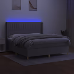 vidaXL Letto a Molle Materasso e LED Grigio Chiaro 160x200 cm Tessuto - Vista aggiuntiva 3