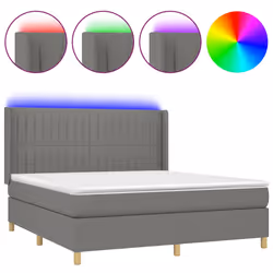 vidaXL Letto a Molle Materasso e LED Grigio Scuro 160x200cm in Tessuto - Vista aggiuntiva 2