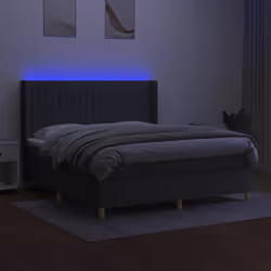 vidaXL Letto a Molle Materasso e LED Grigio Scuro 160x200cm in Tessuto - Vista aggiuntiva 3