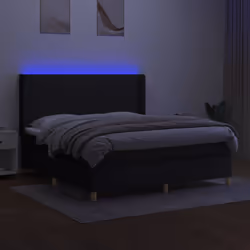 Letto a Molle con Materasso e LED Nero 160x200 cm in Tessutocod mxl 75395 - Vista aggiuntiva 3