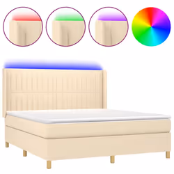 Letto a Molle con Materasso e LED Crema 160x200 cm in Tessutocod mxl 99377 - Vista aggiuntiva 2