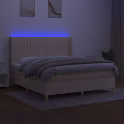 Letto a Molle con Materasso e LED Crema 160x200 cm in Tessutocod mxl 99377 - Vista aggiuntiva 3