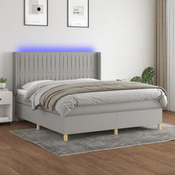 vidaXL Letto a Molle Materasso e LED Grigio Chiaro 180x200 cm Tessuto