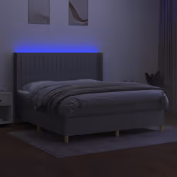 vidaXL Letto a Molle Materasso e LED Grigio Chiaro 180x200 cm Tessuto - Vista aggiuntiva 3