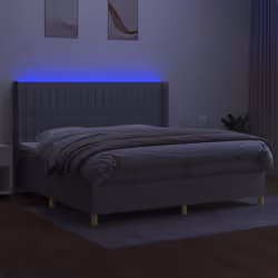 vidaXL Letto a Molle Materasso e LED Grigio Chiaro 200x200 cm Tessuto - Vista aggiuntiva 3