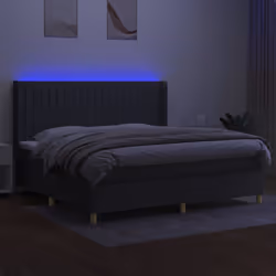 vidaXL Letto a Molle Materasso e LED Grigio Scuro 200x200cm in Tessuto - Vista aggiuntiva 3