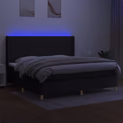 vidaXL Letto a Molle Materasso e LED Nero 200x200cm in Tessuto - Vista aggiuntiva 3