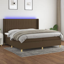 vidaXL Letto a Molle Materasso e LED Marronescuro 200x200cm in Tessuto