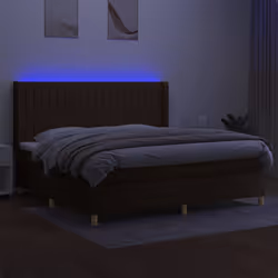 vidaXL Letto a Molle Materasso e LED Marronescuro 200x200cm in Tessuto - Vista aggiuntiva 3