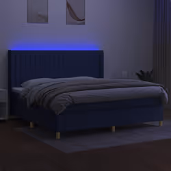 vidaXL Letto a Molle Materasso e LED Blu 200x200cm in Tessuto - Vista aggiuntiva 3