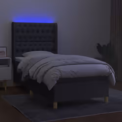 vidaXL Letto a Molle Materasso e LED Grigio Scuro 80x200 cm in Tessuto - Vista aggiuntiva 3
