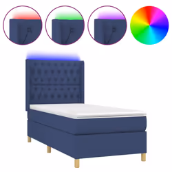vidaXL Letto a Molle con Materasso e LED Blu 80x200 cm in Tessuto - Vista aggiuntiva 2