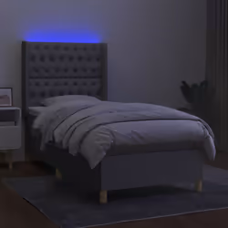 vidaXL Letto a Molle Materasso e LED Grigio Chiaro 90x190 cm Tessuto - Vista aggiuntiva 3